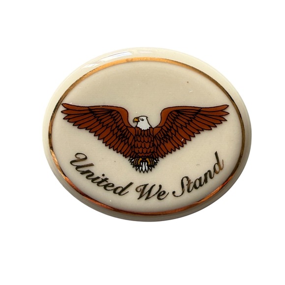 Lenox Jewelry - Lenox USA United We Stand Eagle Porcelain Brooch Pin Gold Trim Patriotic Cream